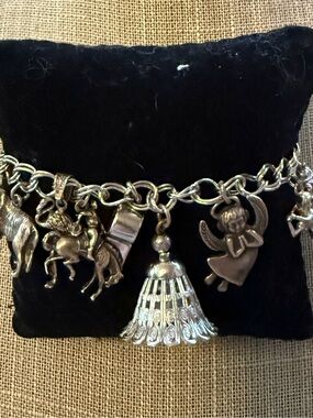 Vintage Sterling Silver Charm Bracelet with Figurine Charms